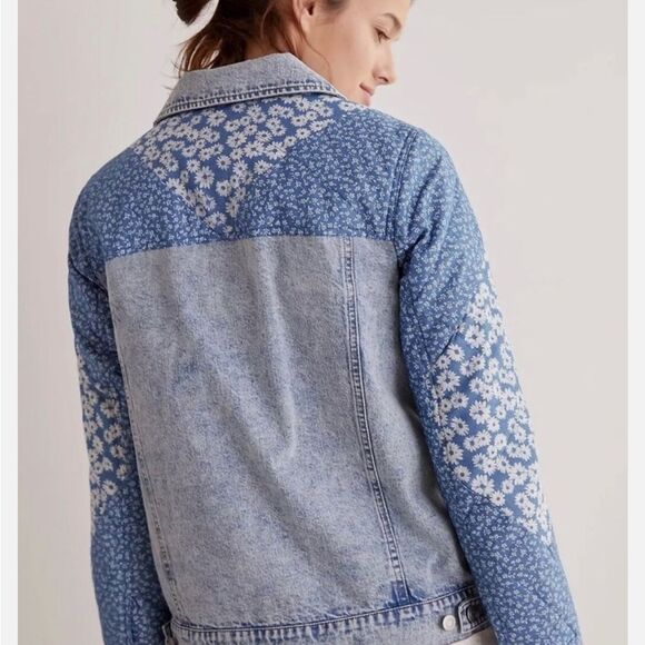 Anthropologie Avec Les Filles Floral Patchwork Denim Jacket Size XL - Picture 2 of 10